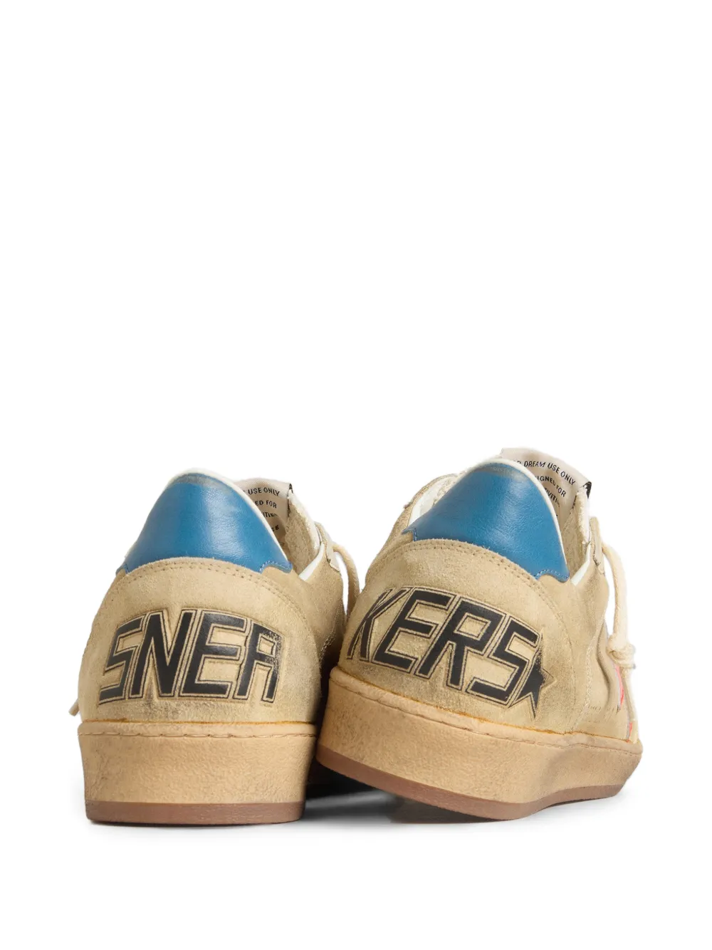  Golden Goose Baskets Ball Star En Daim Beige Avec étoile En Cuir Corail à Talon Nappa Bleu - Tons Neutres 