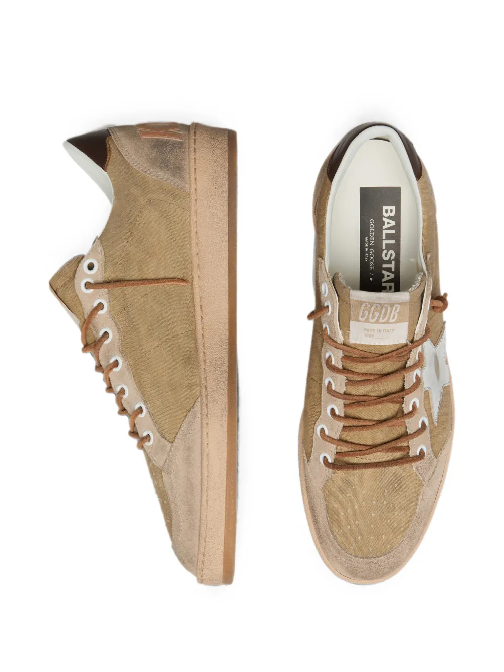 Golden Goose Ball Star sneakers van wol met crèmekleurige leren ster en bruin gewaxt leer Beige