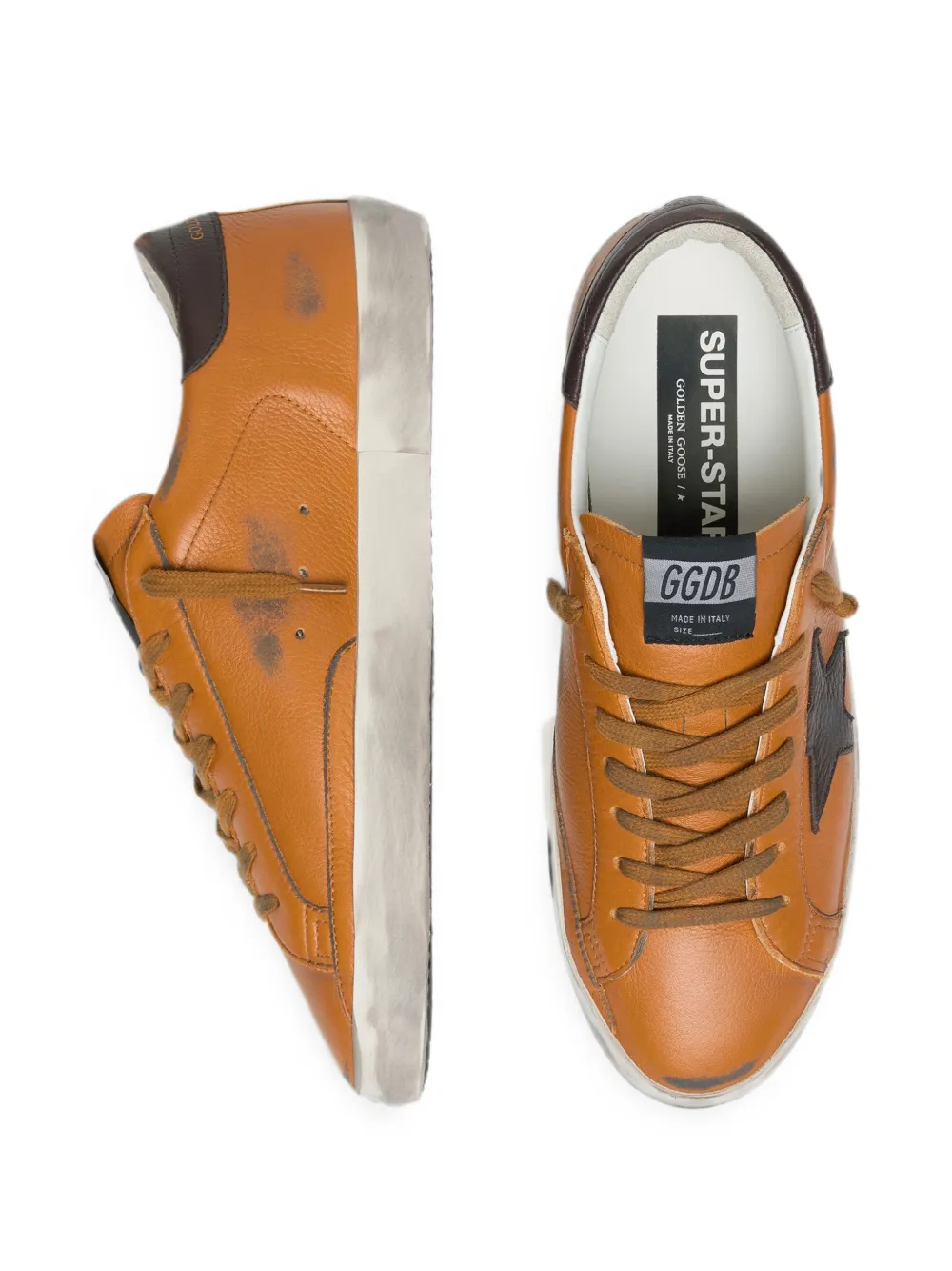 Golden Goose Super-Star LTD in orange leather with brown star Bruin
