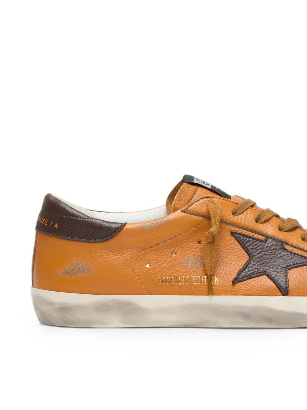 Golden Goose Super-Star LTD in orange leather with brown star Bruin