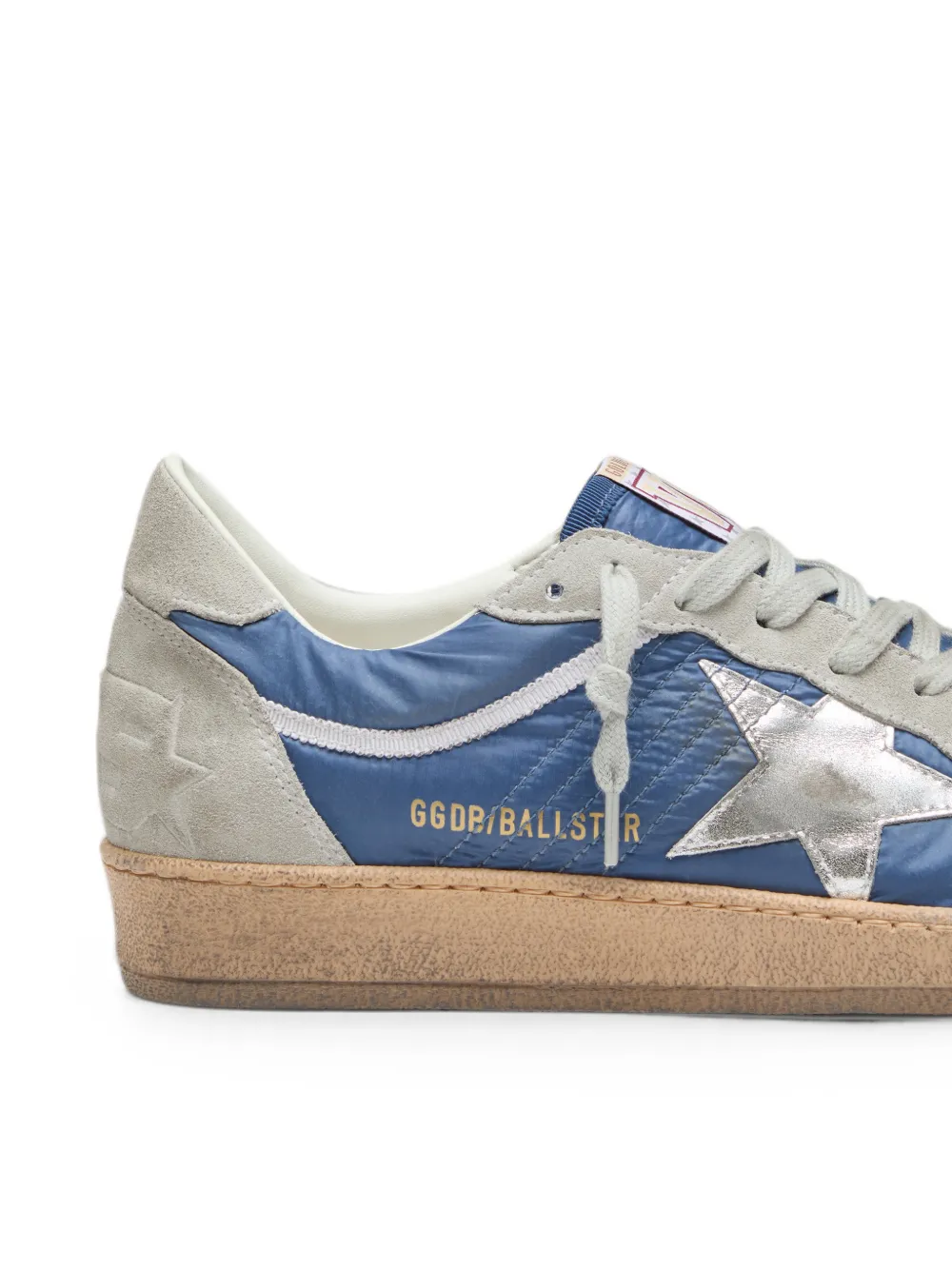 Golden Goose Ball Star nylon sneakers met suède inzetstukken en metallic zilveren leren ster Blauw
