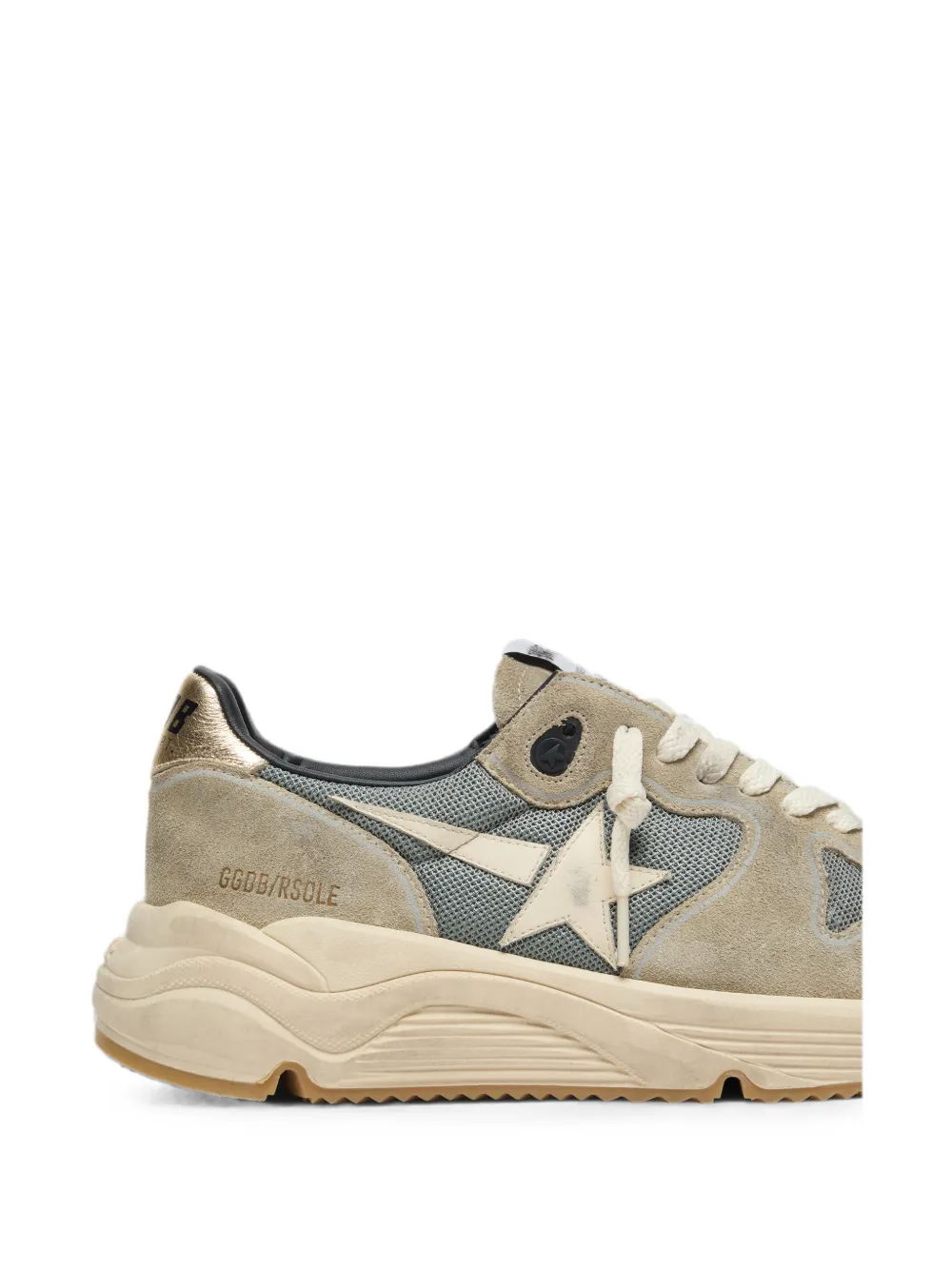 Golden Goose Running Sole in gray suede with white star and white heel tab sneakers Beige