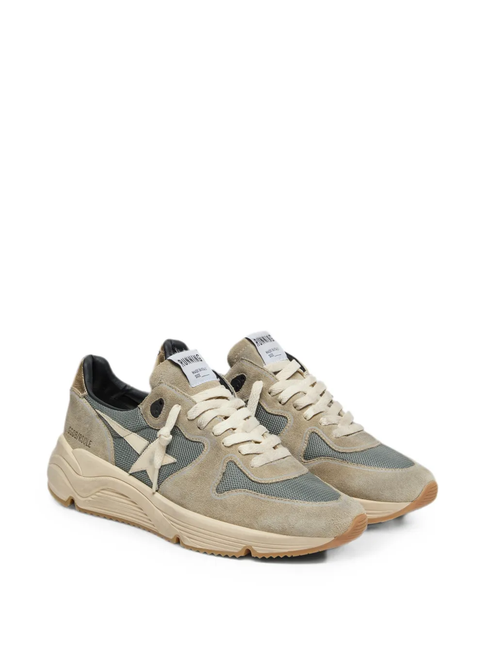 Golden Goose Running Sole in gray suede with white star and white heel tab sneakers Beige