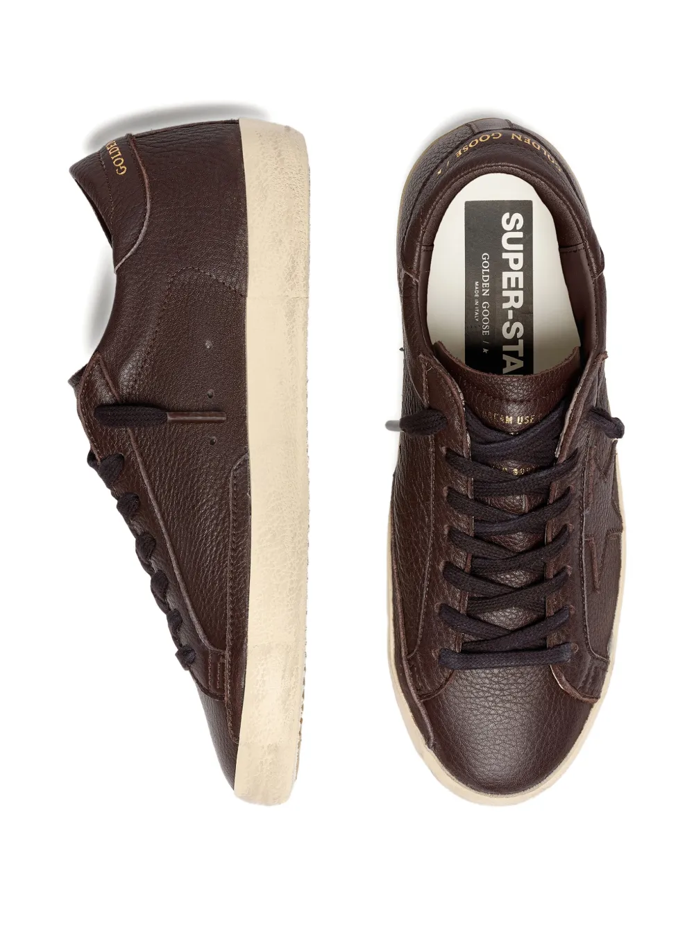 Golden Goose Super-Star leren sneakers met sterdetail Bruin