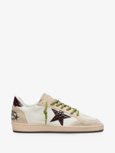 Golden Goose Ball Star in white leather with burgundy croc-effect star