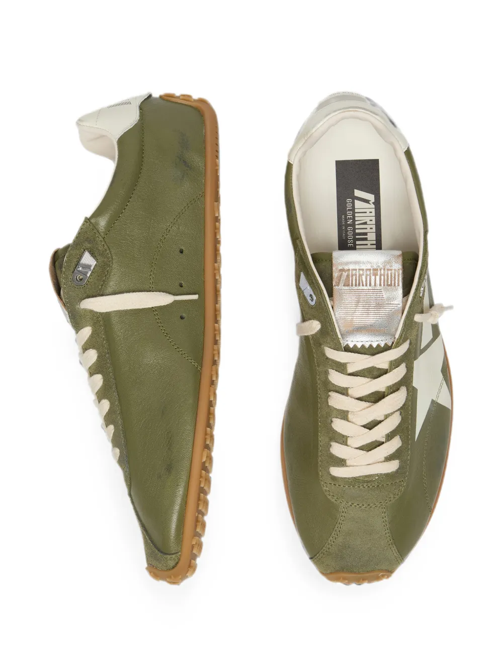 Golden Goose Marathon Speed leren sneakers met ster Groen