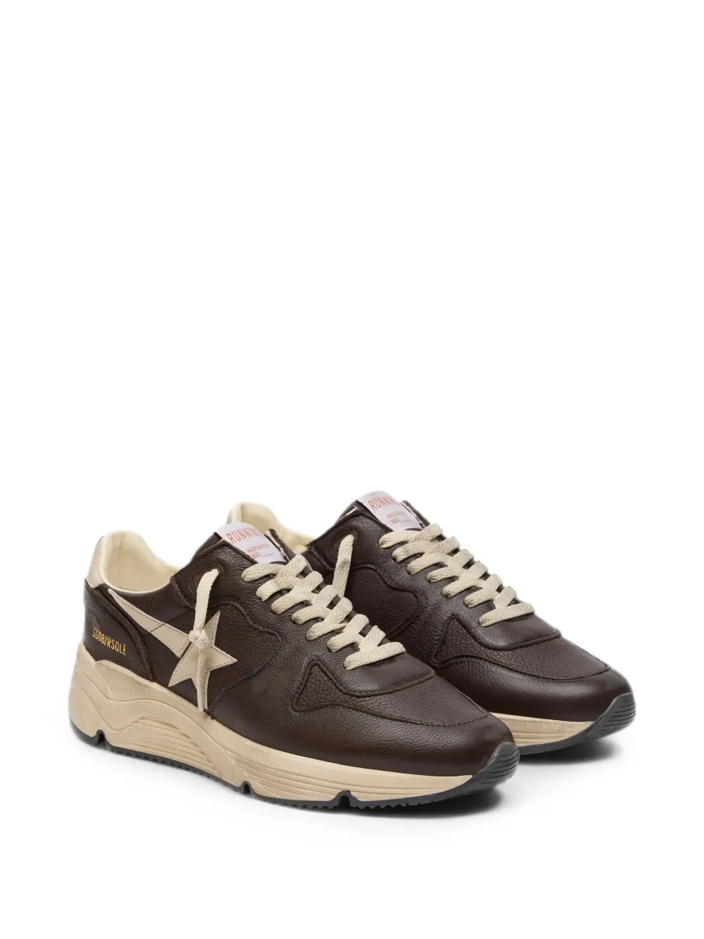 Golden Goose Running Sole sneakers met leren bovenkant en ster Bruin