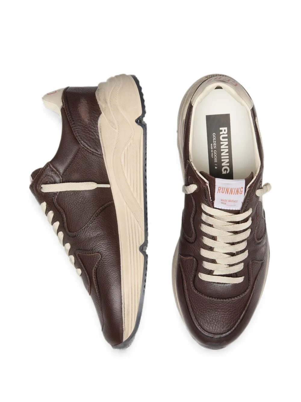 Golden Goose Running Sole sneakers met leren bovenkant en ster Bruin