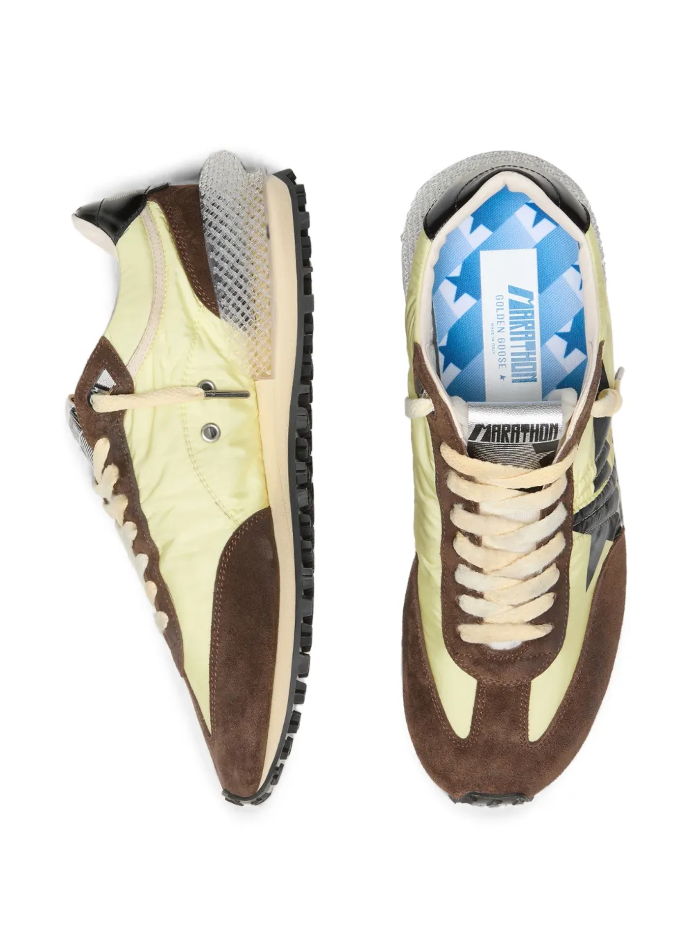 Golden Goose Running Marathon nylon sneakers met suède neus en leren hak Groen