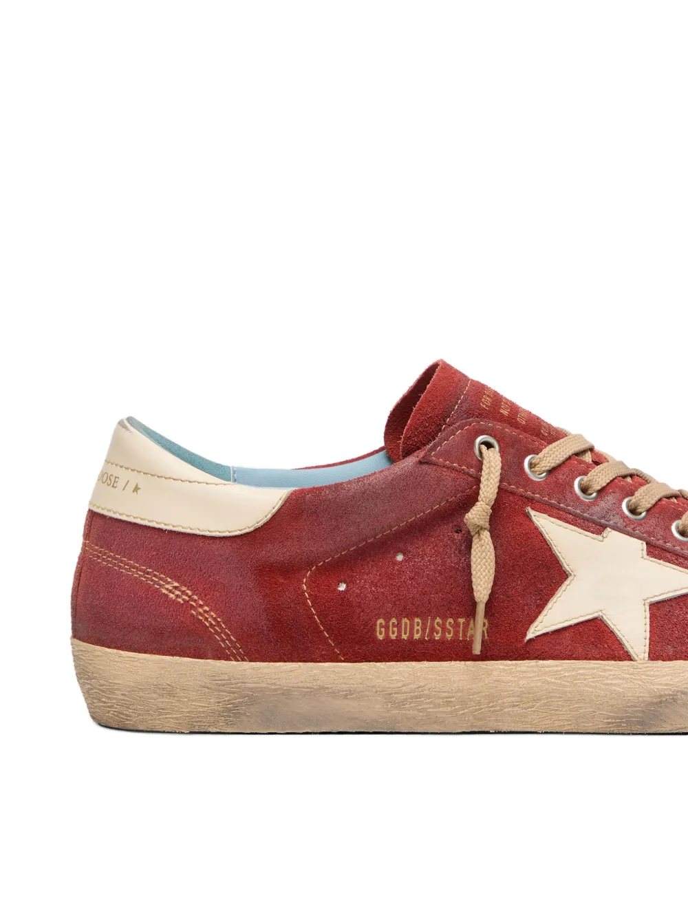 Golden Goose Super-Star rode suède sneakers met crème leren ster Rood