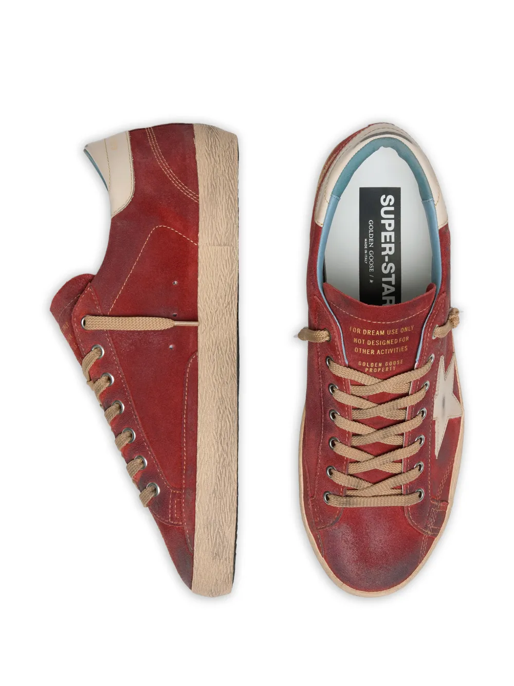 Golden Goose Super-Star rode suède sneakers met crème leren ster Rood