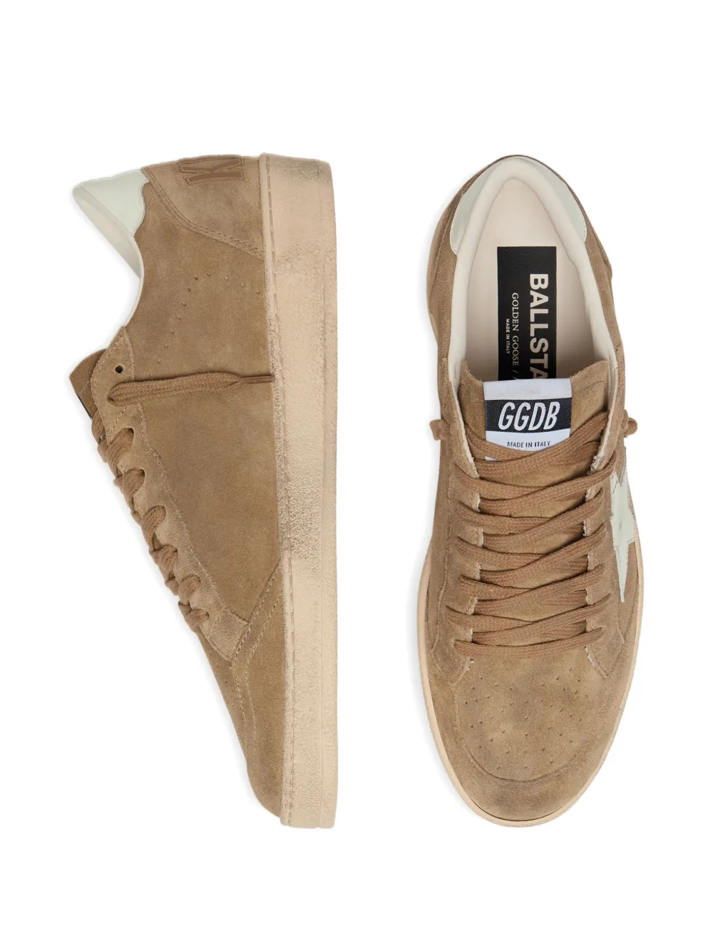Golden Goose Ball Star in brown suede with white leather star sneakers Beige