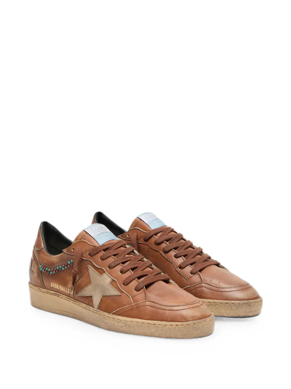Golden Goose Ballstar leren sneakers met suède ster en kralen Bruin