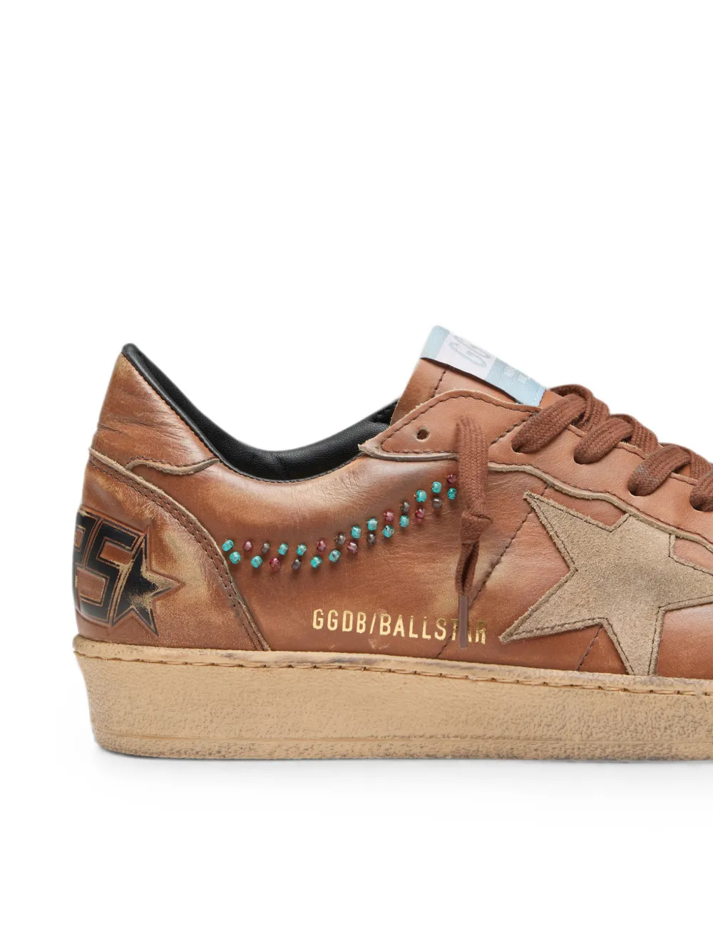 Golden Goose Ballstar leren sneakers met suède ster en kralen Bruin