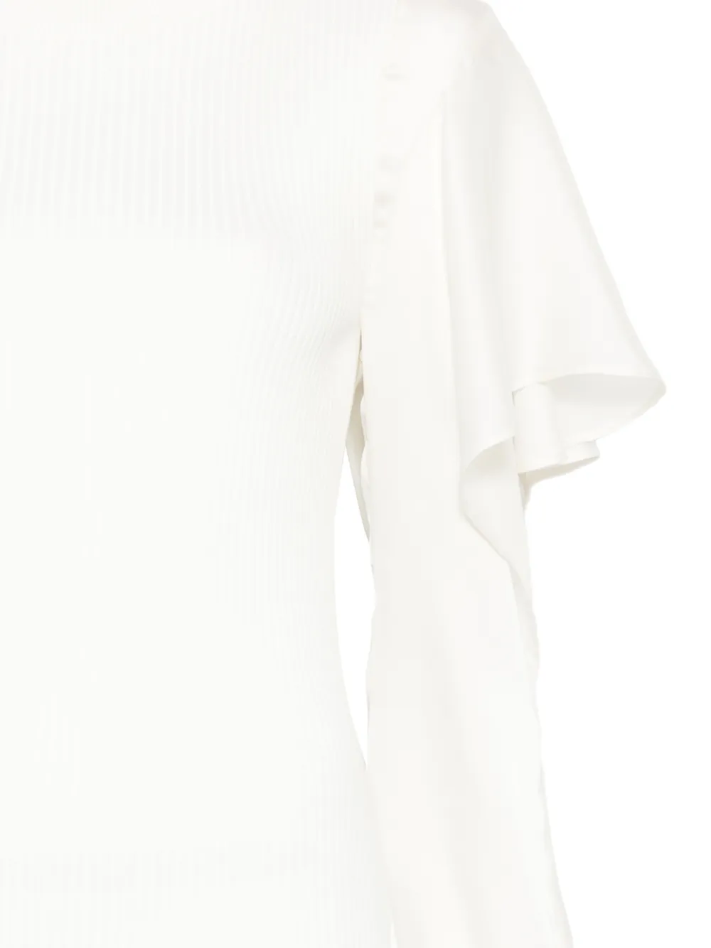 sacai Top met ruches en satijnen mouwen Beige