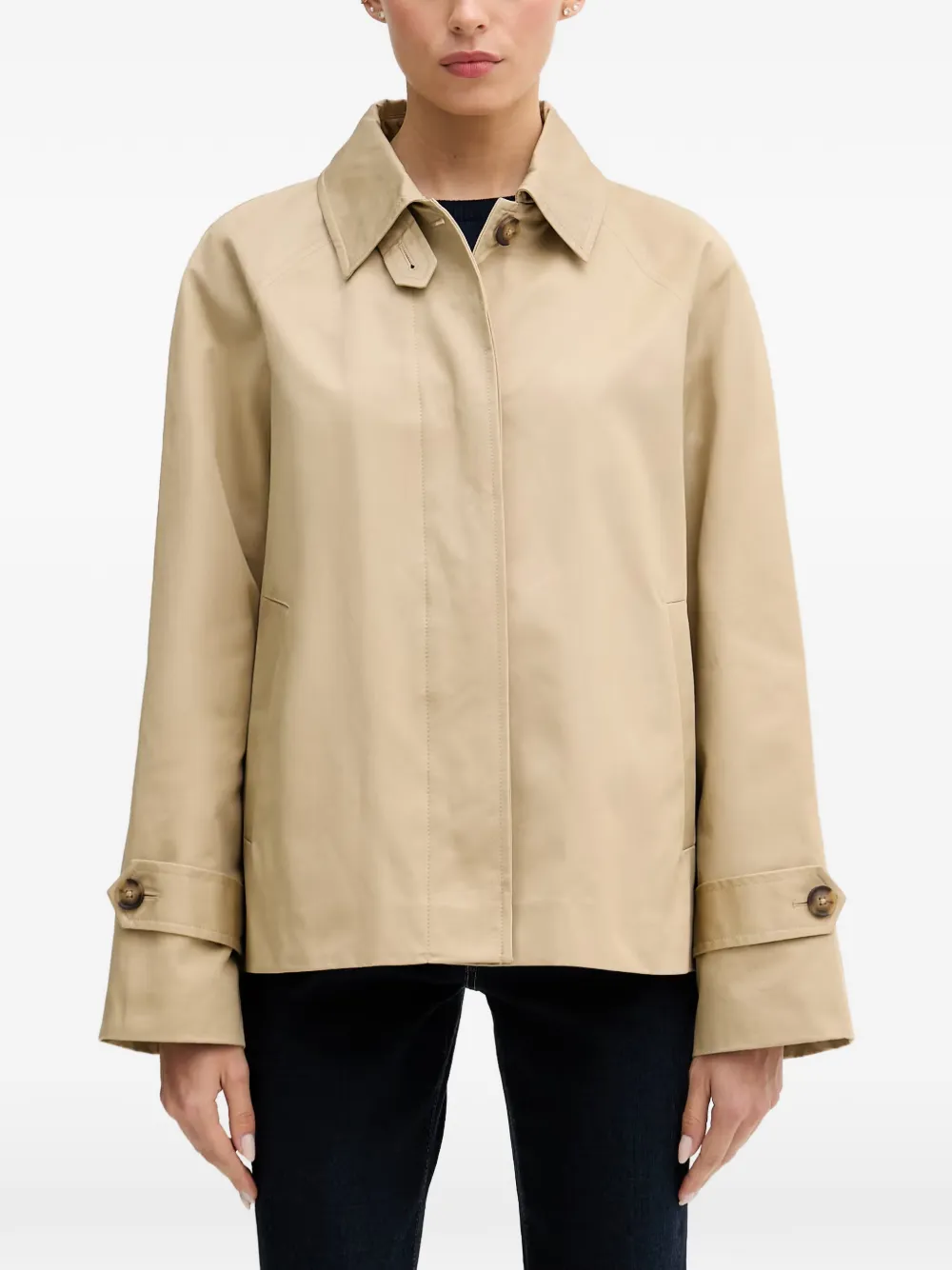 Benetton 버튼다운 래글런 소매 코트 | 브라운 | Image 1