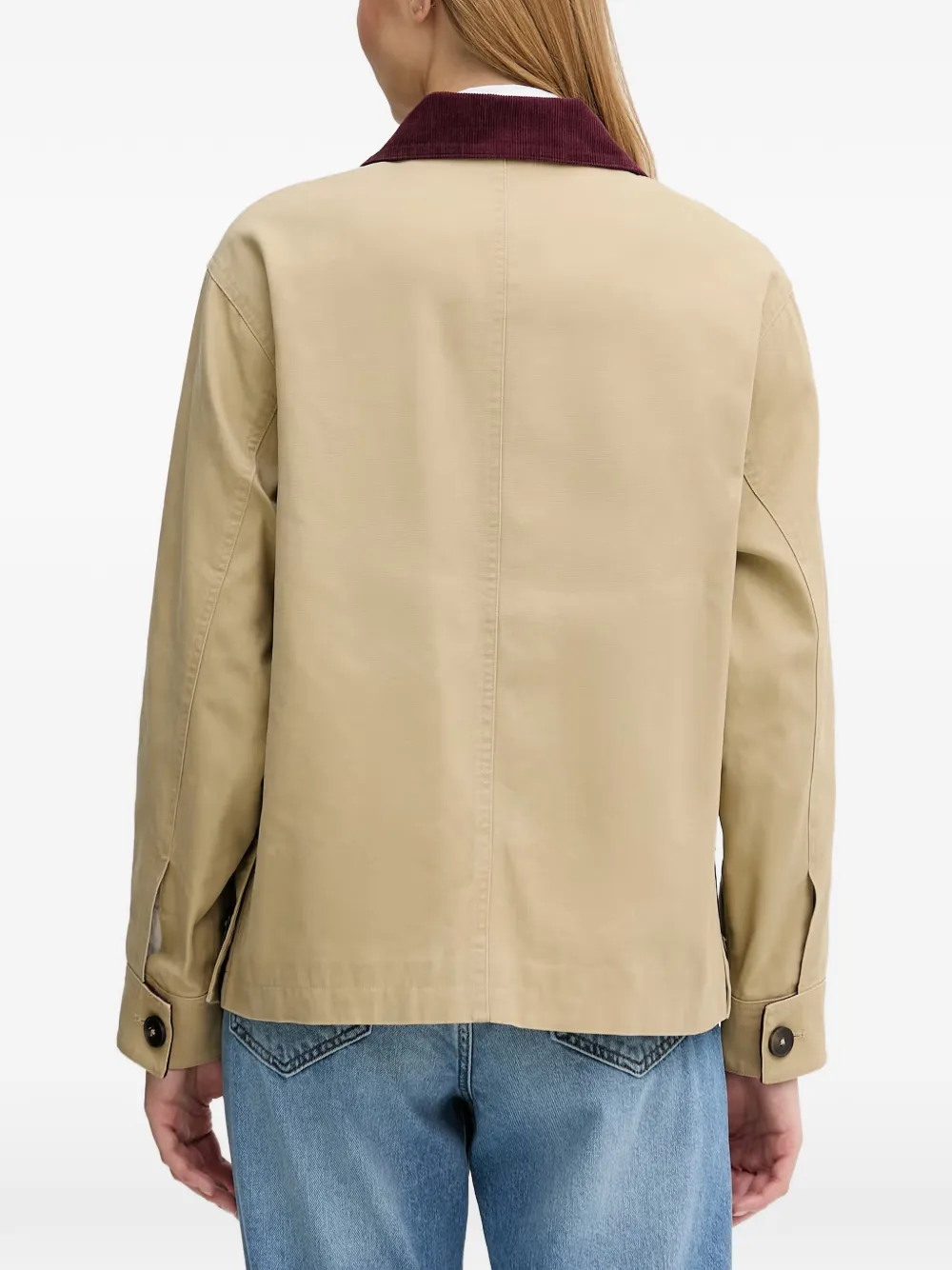 Benetton Button-down jack met ribfluwelen kraag Beige
