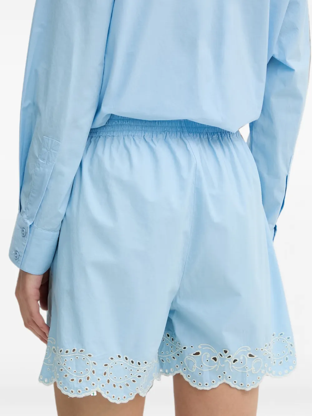 Stine Goya Broderie anglaise shorts met gewelfde afwerking Blauw