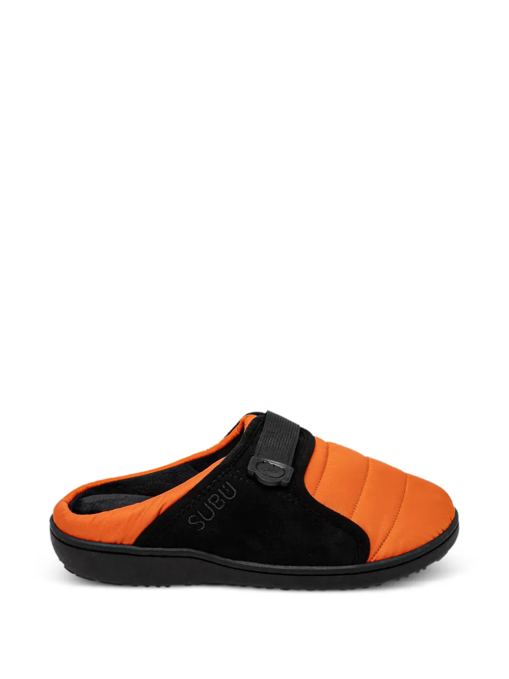 Subu Belt Quilted Touch-strap Mules In Orange
