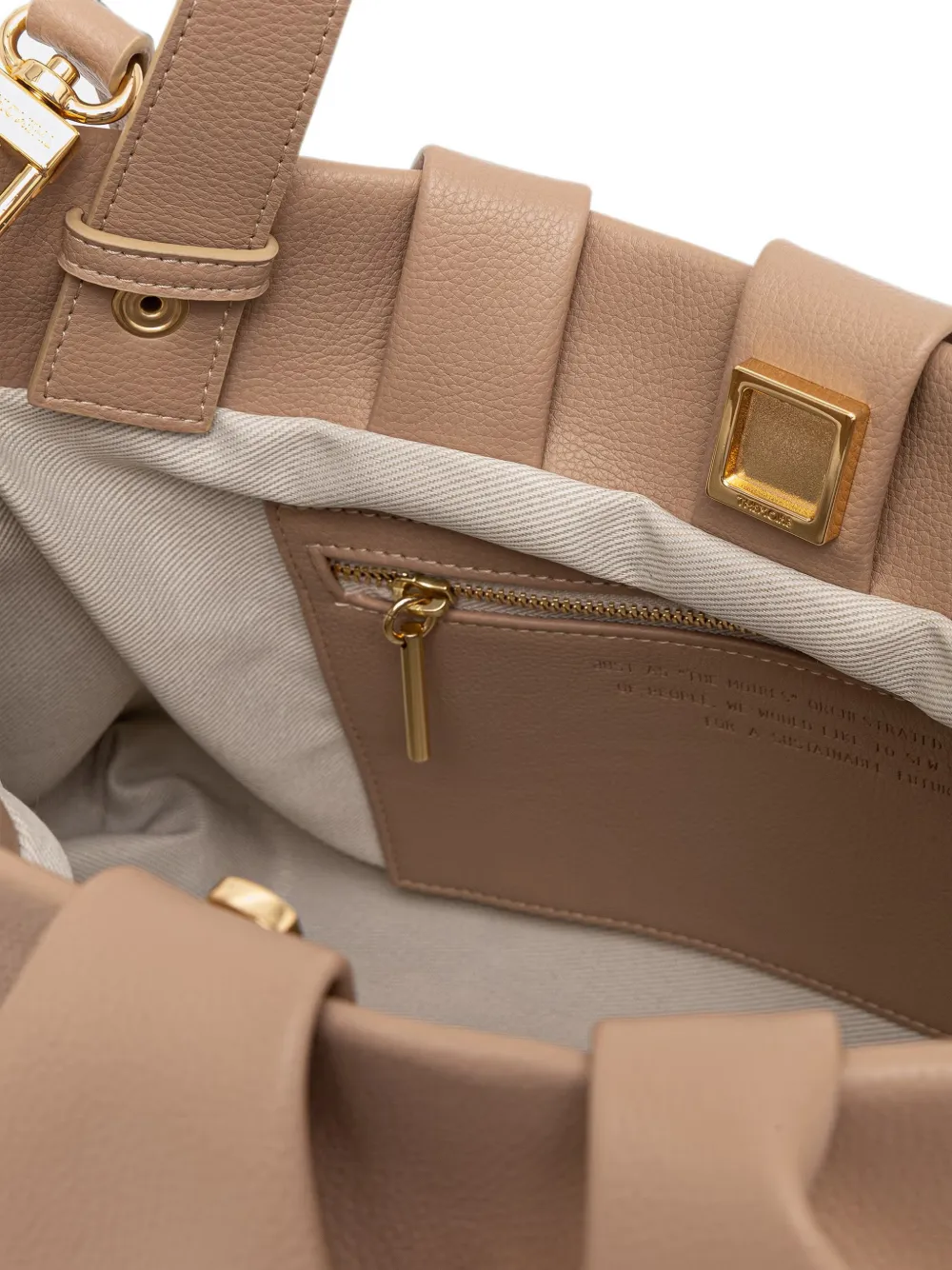 Themoirè Athena Bottalato Corn bewerkte shopper met ruches Beige