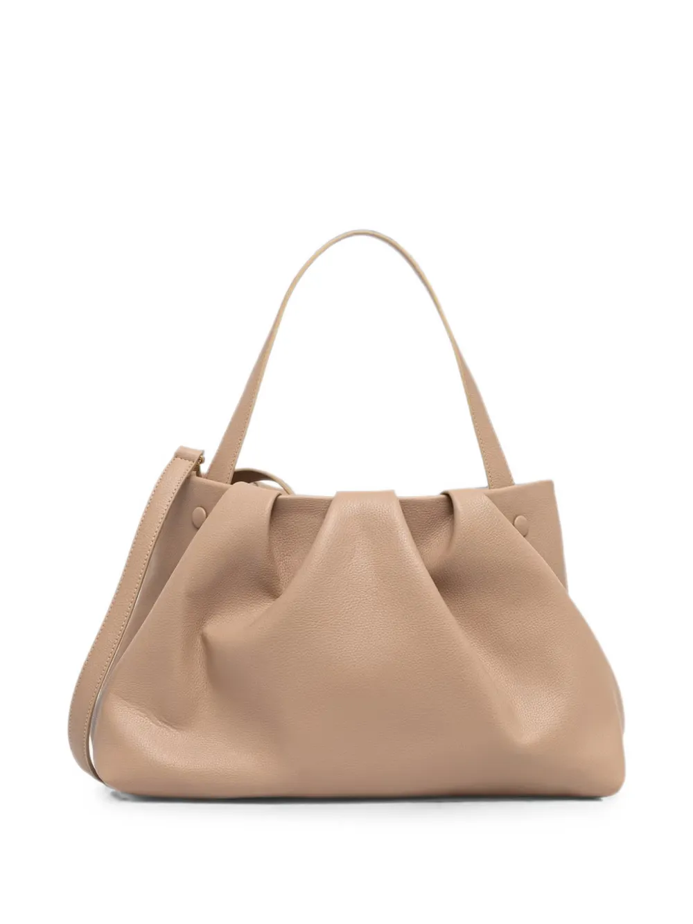 Themoirè Athena Bottalato Corn bewerkte shopper met ruches Beige
