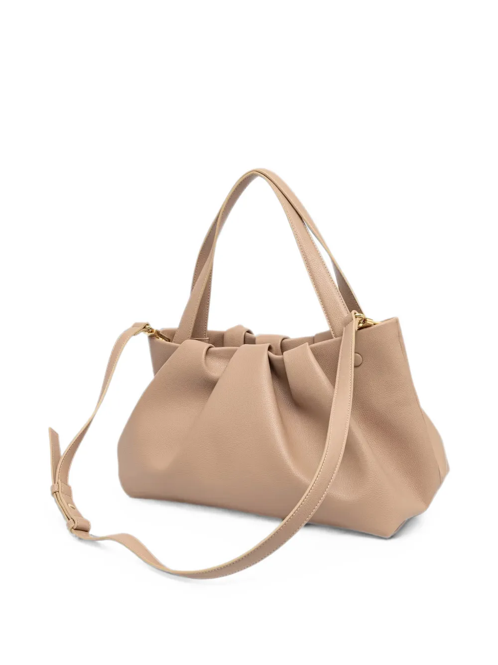 Themoirè Athena Bottalato Corn bewerkte shopper met ruches Beige