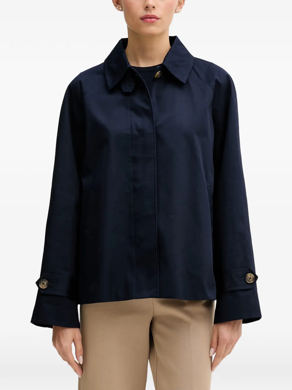 Benetton button-cuff raglan-sleeve coat - Blue