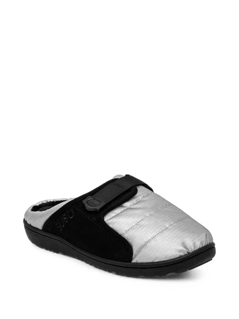Subu Belt Quilted Touch-strap Slippers In Black