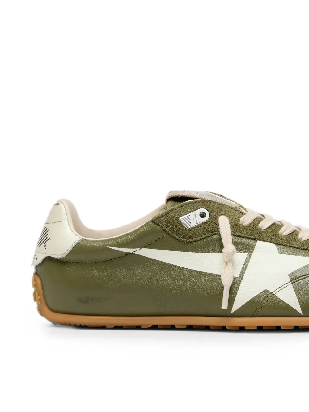 Golden Goose Marathon Speed in olive-green leather with cream star sneakers Groen