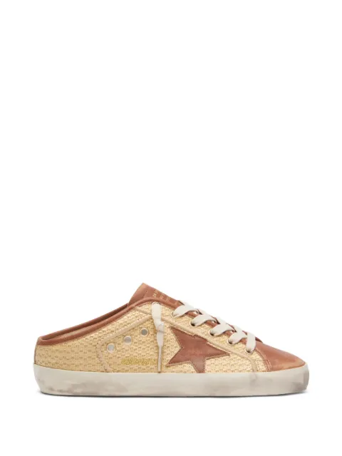 Golden Goose Super-Star sabots in raffia with brick-red star slip-ons 