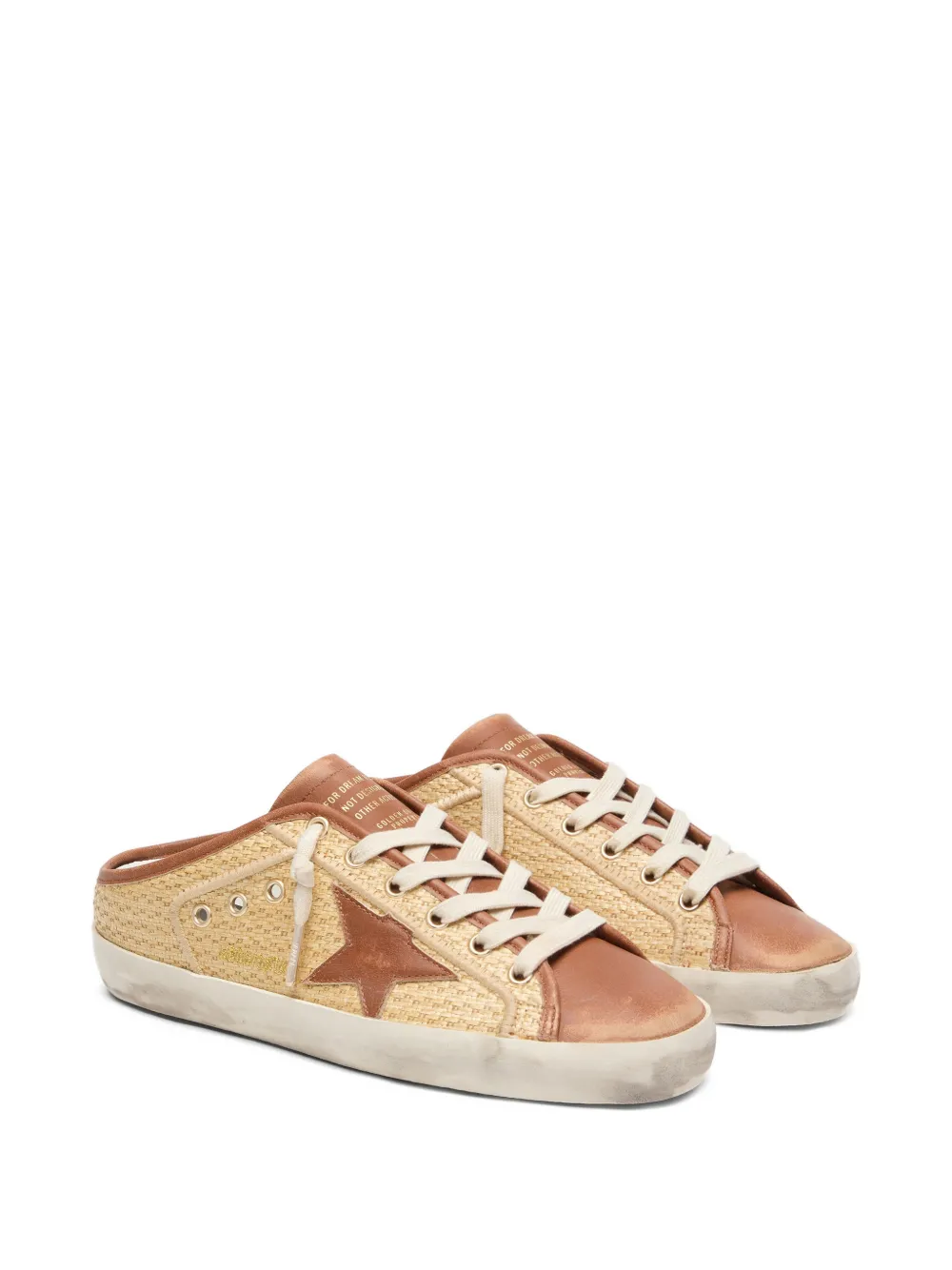 Golden Goose Super-Star raffia slipprs met sterdetail Beige