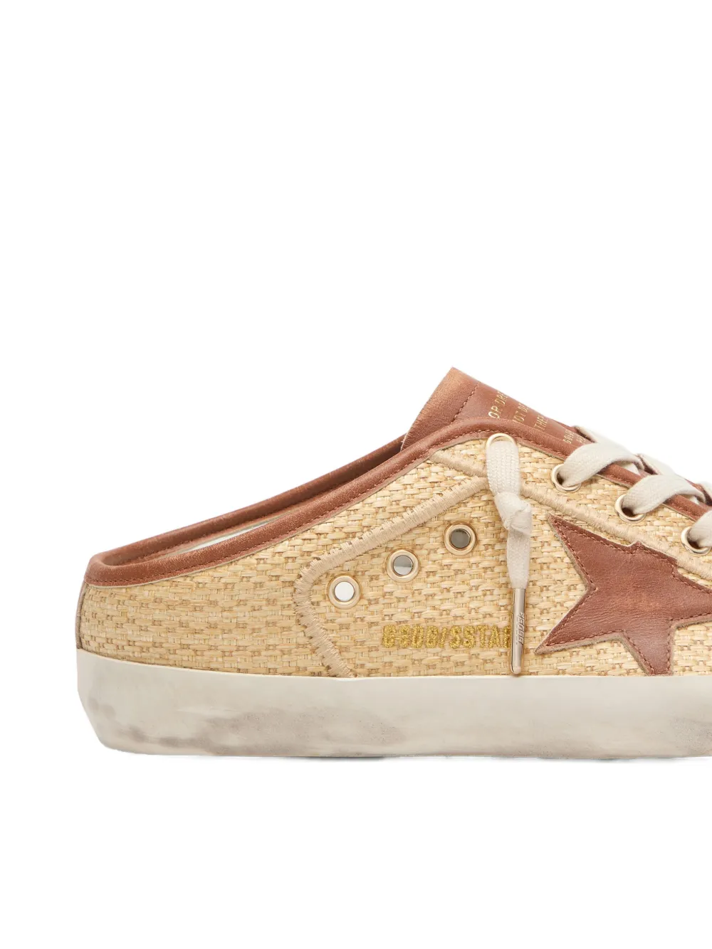 Golden Goose Super-Star raffia slipprs met sterdetail Beige