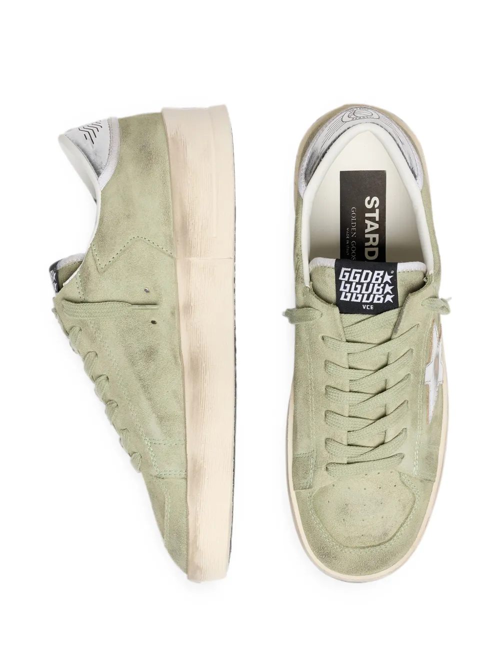 Golden Goose Stardan suede upper suede and star laminated leather heel sneakers Groen