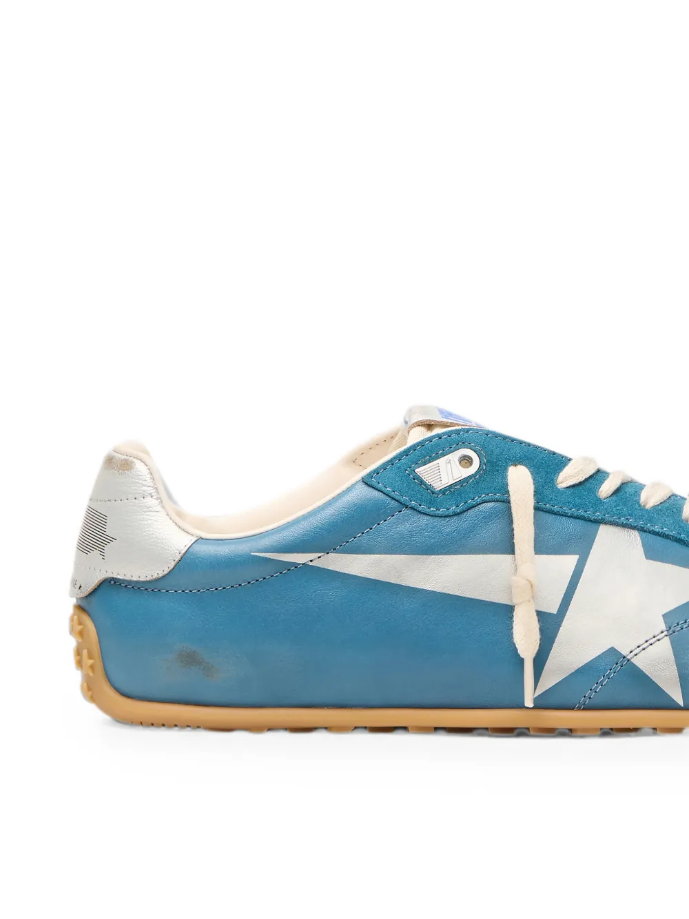 Golden Goose Marathon Speed in blue nappa with printed star and silver leather heel tab sneakers Blauw