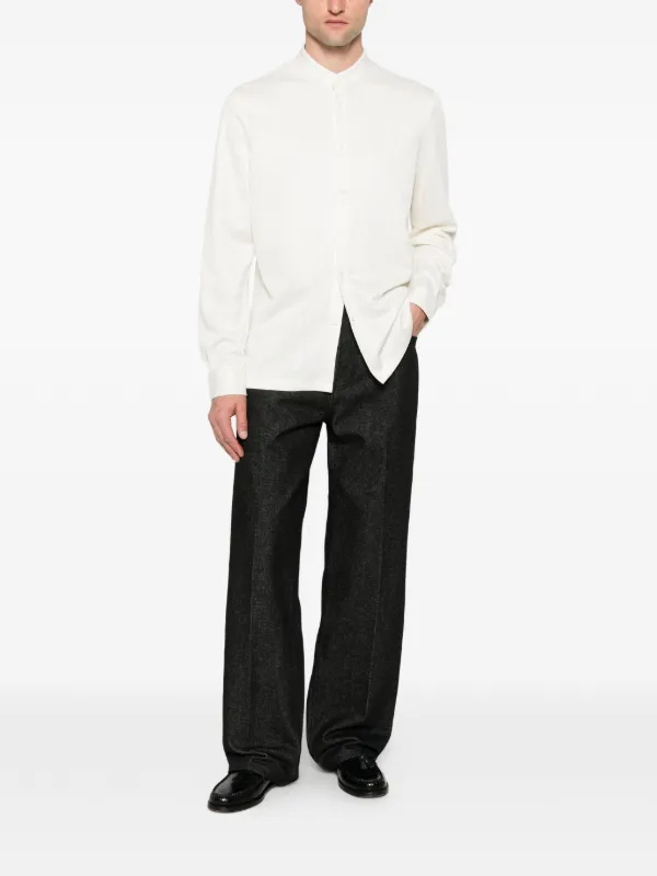 Brunello Cucinelli band-collar long-sleeve Shirt | Neutrals | FARFETCH