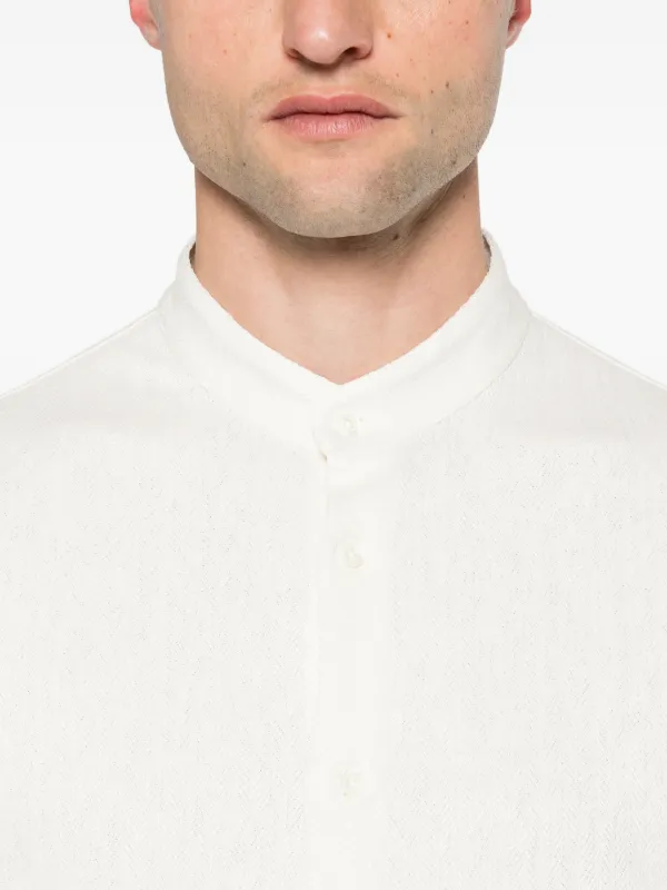 Brunello Cucinelli band-collar long-sleeve Shirt | Neutrals | FARFETCH