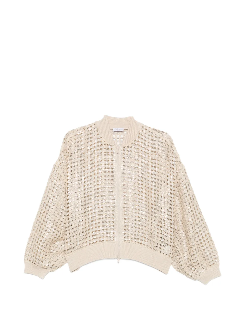 Brunello Cucinelli Cardigan traforato con paillettes - Toni neutri