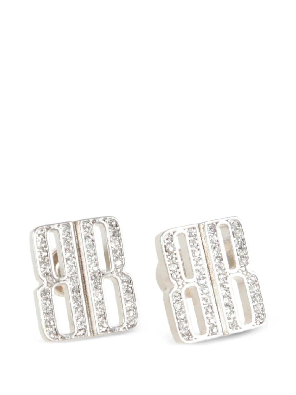 Balenciaga rhinestone logo earrings - Silber