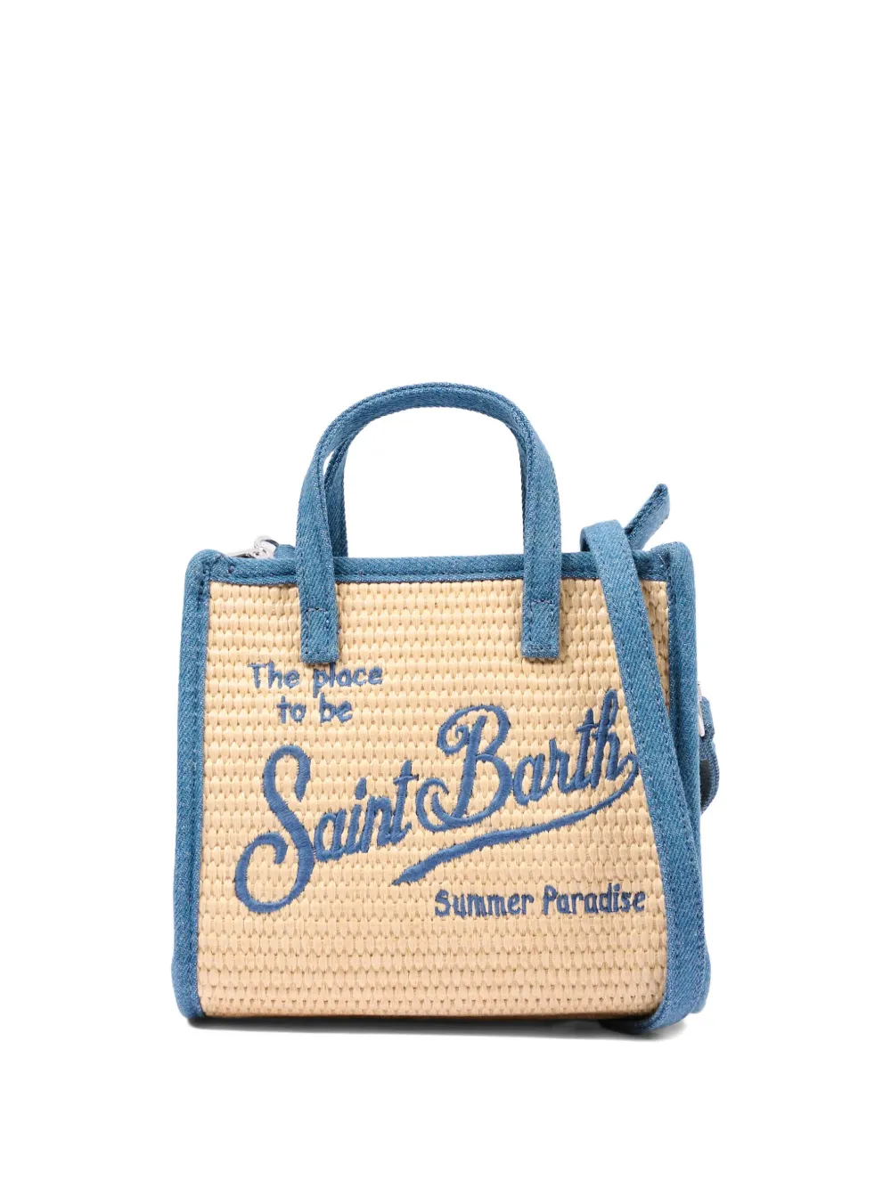 MC2 Saint Barth Kids embroidered straw bag - Nude