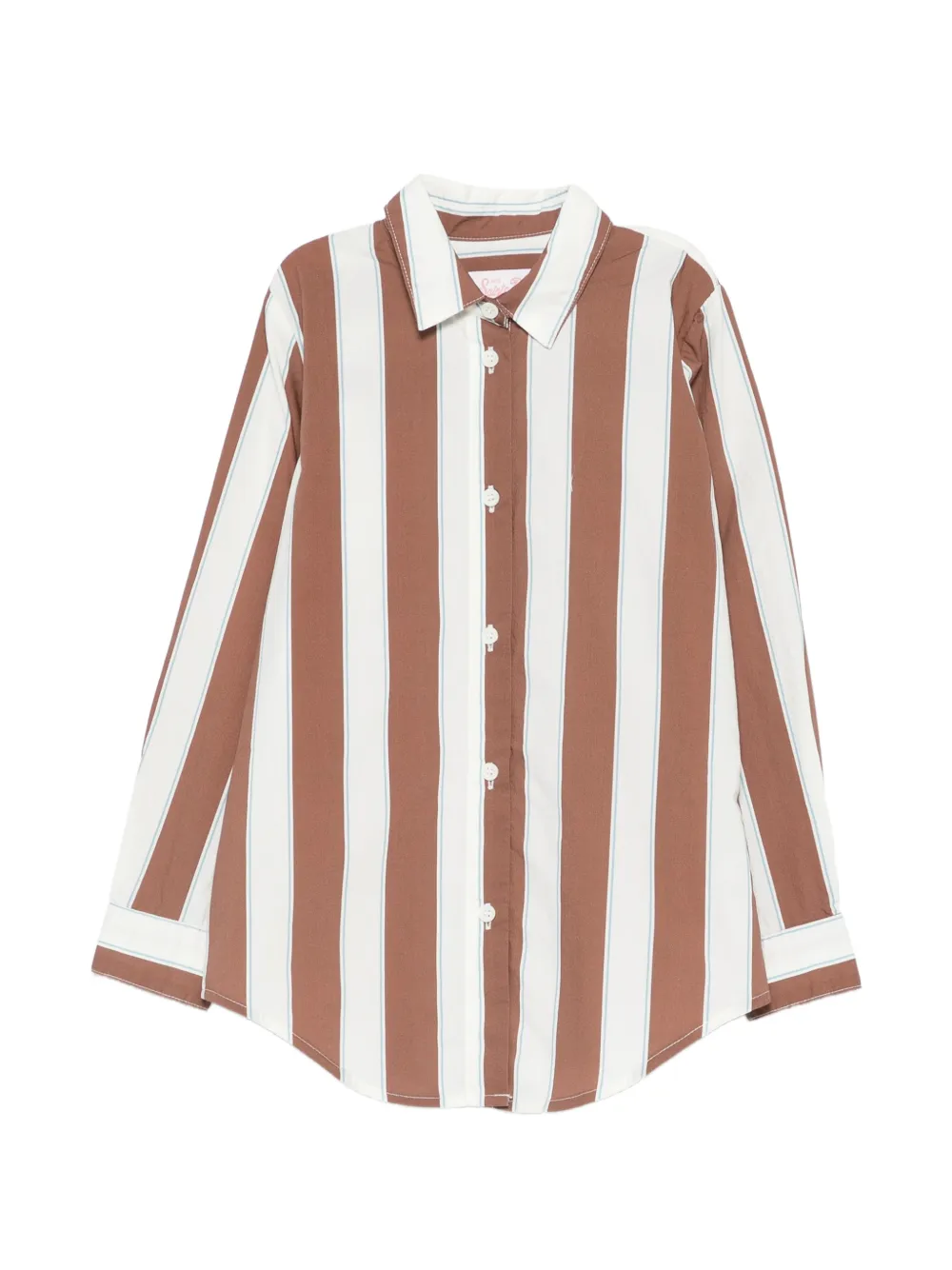 MC2 Saint Barth Kids vertical-stripe logo-embroidered shirt - Braun