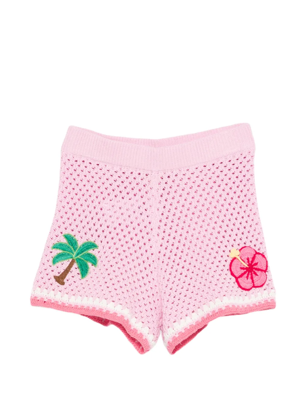 MC2 Saint Barth Kids palm-embroidery shorts - Rosa