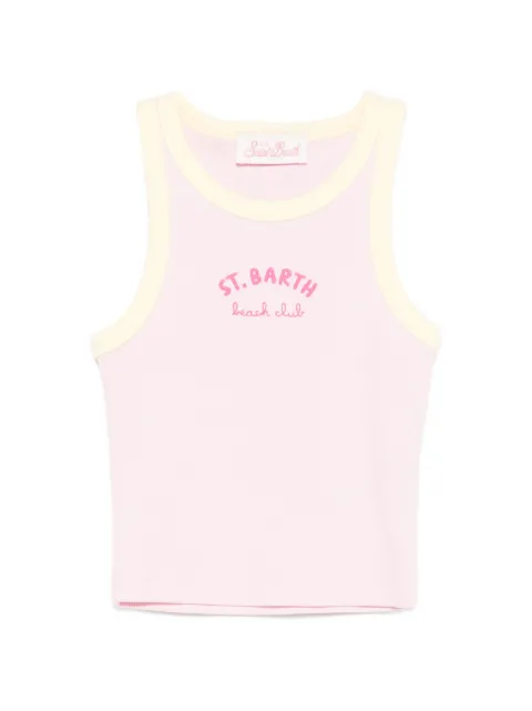 MC2 Saint Barth Kids Blue striped ribbed tank top