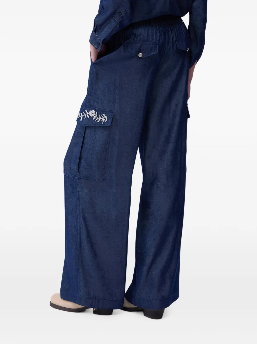 LIU JO Broek met riemlussen en zak Blauw