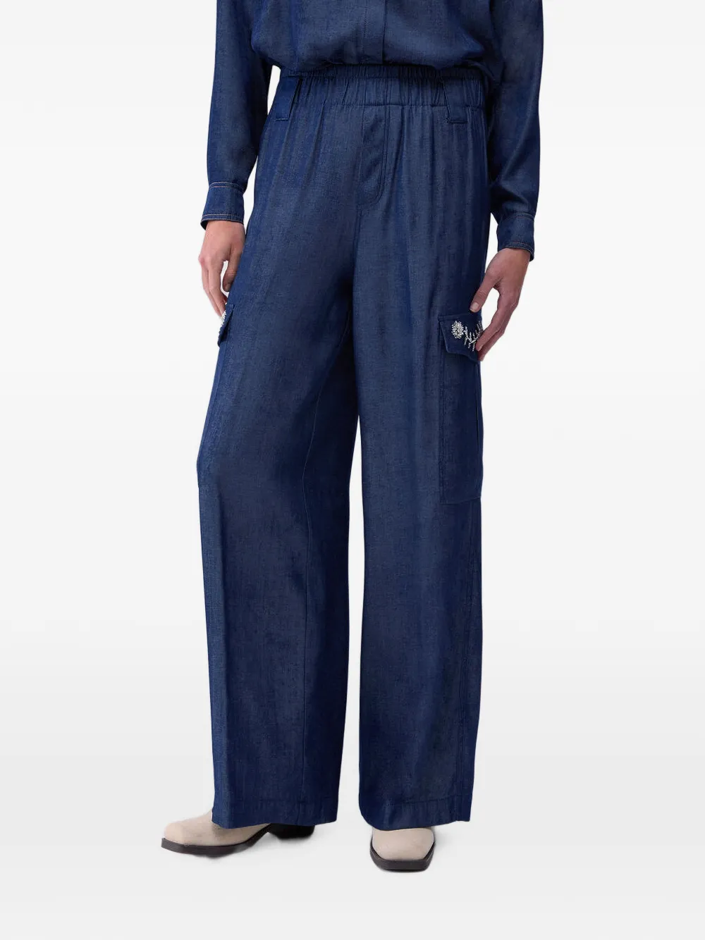 LIU JO Broek met riemlussen en zak Blauw