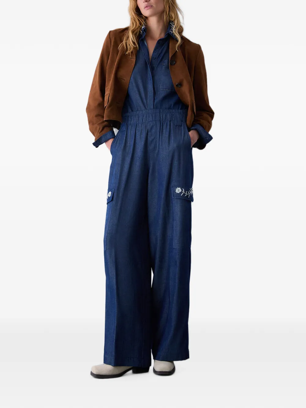 LIU JO Broek met riemlussen en zak Blauw
