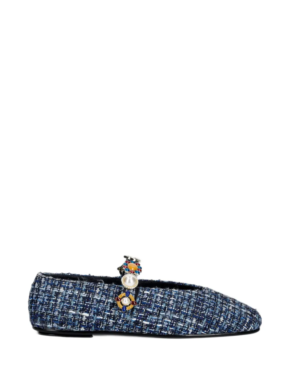 Jeffrey Campbell Amarissa-2 embellished tweed ballet flats - Bleu Jeffrey Campbell Amarissa-2 embellished tweed ballet flats - Bleu