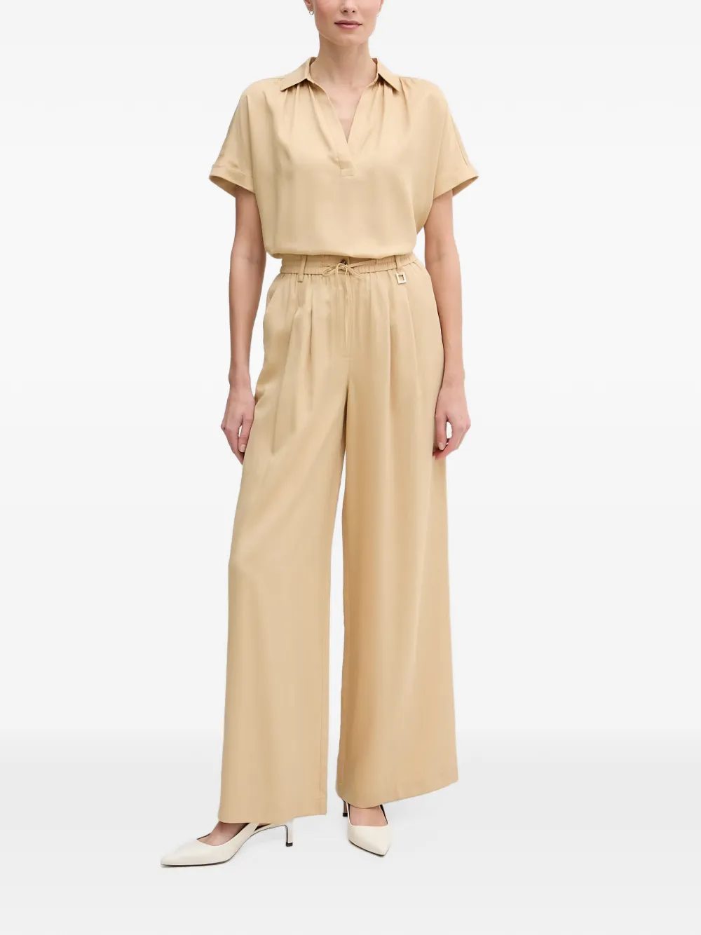 Joop! Top met korte mouwen en V-hals Beige