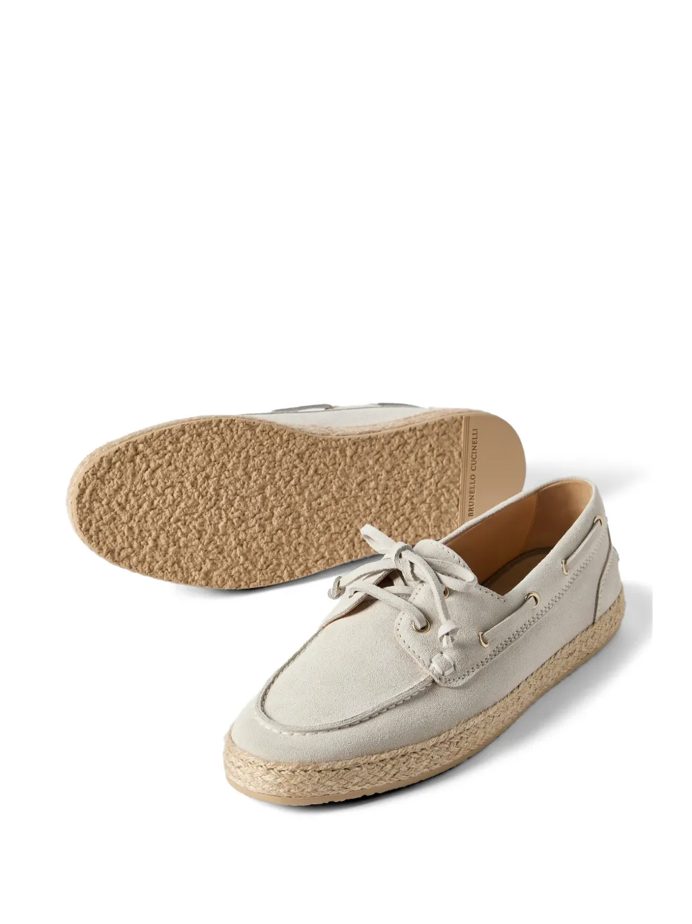 Brunello Cucinelli Suède bootschoenen met touwdetail Beige