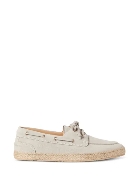 Brunello Cucinelli suede boat shoes with rope insert