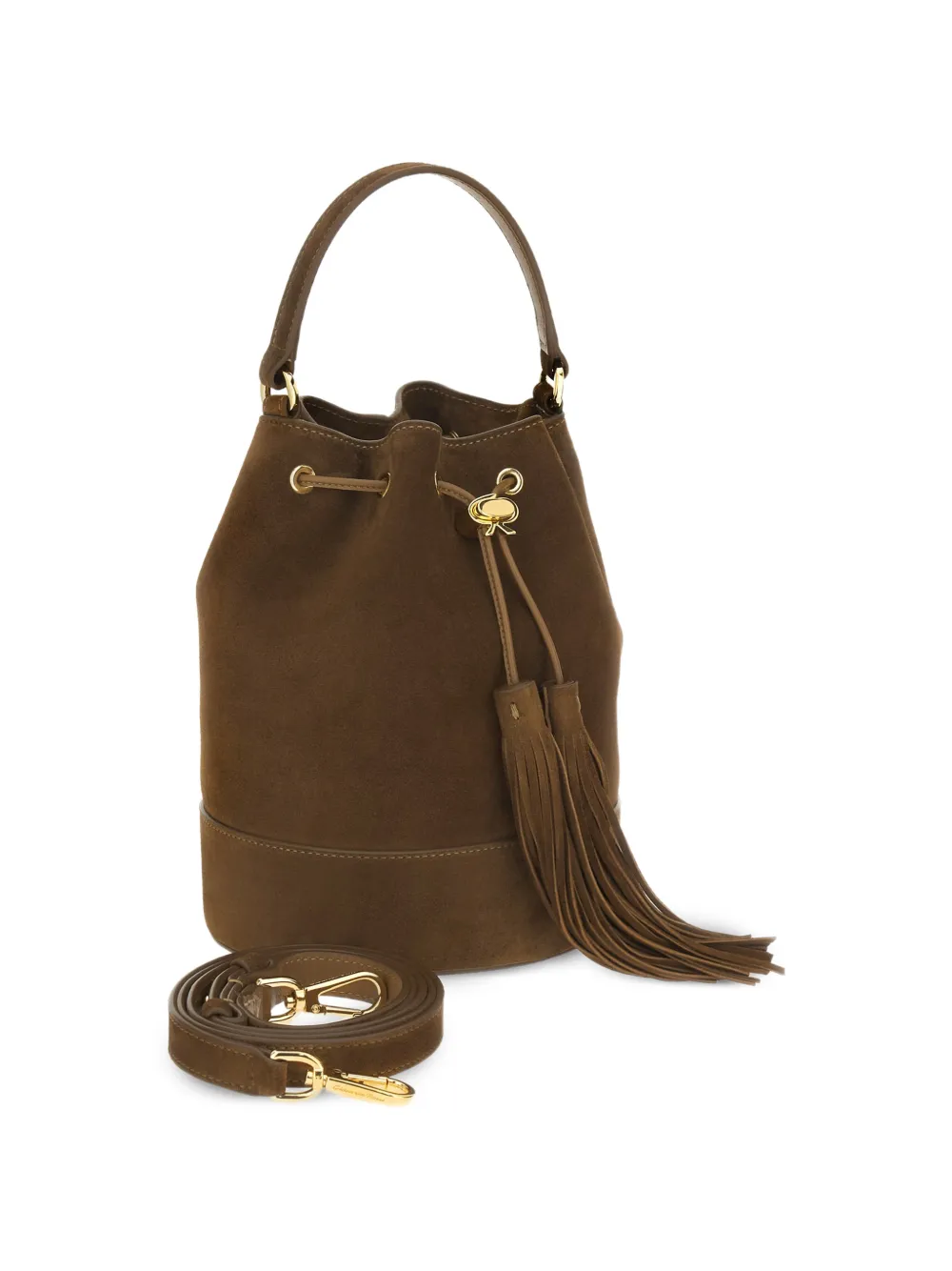 Gianvito Rossi Sienna bucket-tas met kwastje Bruin